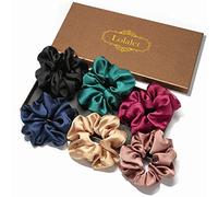 [6 Pezzi] Lolalet Scrunchies per Capelli in Raso, Elastico in Scrunchies, Set Elastici Capelli Stoffa Raso per Donne Ragazze -Stile D