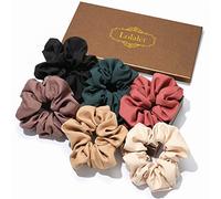 [6 Pezzi] Lolalet Scrunchies per Capelli in Raso, Elastico in Scrunchies, Set Elastici Capelli Stoffa Raso per Donne Ragazze -Stile E