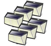 6 Pezzi Luce Solare LED Esterno con Sensore di Movimento, 308 LED Faretti Solari a Led da Esterno 3 Modalità Lampada da Esterno IP65 Impermeabile per Giardino, Parete Wireless Risparmio Energetico