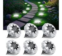 6 Pezzi Luci Solari da Giardino, 8 LED Faretti Sepolta Solari a Led da Esterno IP65 Impermeabile, Luci Solare Decorazione Lampade Solare da Terra per Cortile Prato Vialetto Paesaggio,Bianco Freddo