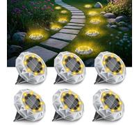 6 Pezzi Luci Solari da Giardino, 8 LED Faretti Sepolta Solari a Led da Esterno IP65 Impermeabile, Luci Solare Decorazione Lampade Solare da Terra per Cortile Prato Vialetto Paesaggio,Bianco Caldo