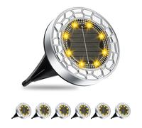 6 pezzi Luci Solari da Giardino 8 LED Lampade Solare da Terra Acciaio