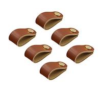 6 Pezzi Maniglie in Pelle,pomelli per mobili in pelle,maniglia in pelle per armadi da cucina bagno cassetto Maniglie Cuoio di viti per maniglia in pelle,Maniglie in Pelle per Mobili (Marrone)