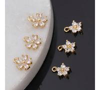 6 pezzi margherita petali micro intarsiato con strass pendente per DIY Orecchini , bracciali , Cavigliere , Catena in vita Tagli UnicaRame