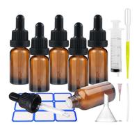 6 Pezzi Marrone Bottiglie Contagocce Vetro 10 ml, Bottiglie Vetro con Pipetta, Flacone Contagocce, con 1 imbuto e 1 pipette contagocce, per Laboratorio,Aromaterapi, profumi e altri liquidi