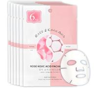 6 pezzi Maschera Viso, Maschera Viso Idratante, Mask di Rose Essence, Luminare il colore della pelle, Donna Skin Care, Adatto alla Maggior parte dei tipi di pelle, Rosa