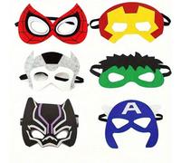 6 pezzi Maschere in feltro da supereroe - Iron Man, Hulk, Thor ecc. | Design cartoni animati vivace, adatto per Natale e feste a tema | Design morbido e confortevole con copertura per gli occhi in ret