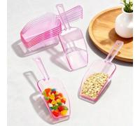 6 pezzi Mini cucchiaini di plastica rosa per il ghiaccio, design minimalista con foro per appendere, pratici per uso quotidiano. Adatti per ingredienti da forno, artigianato, porzioni di cibo e altro 