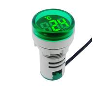 6 pezzi Mini indicatore LED 22 mm rotondo display digitale termometro misuratore-20 ℃ ~ 199 ℃ tensione AC50-380 V sonda di rilevamento della temperatura filo(GREEN)
