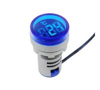 6 pezzi Mini indicatore LED 22 mm rotondo display digitale termometro misuratore-20 ℃ ~ 199 ℃ tensione AC50-380 V sonda di rilevamento della temperatura filo(BLUE)