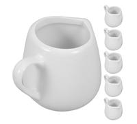 6 Pezzi Mini Lattiera 50ml in Ceramica Bianca