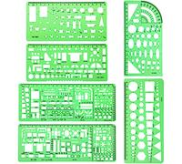 6 Pezzi Modelli di Misura in Plastica Costruzione Cassaforma Stencil Stampino Righelli Geometrico Disegno per Ufficio e Scuola, Verde Chiaro