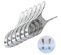 6 Pezzi Mollette Acciaio Inox,12 cm Mollette Grandi Pinze Asciugamani Spiaggia Mollette per Asciugamani da Spiaggia,Mollettoni per Teli Mare per Vestiti,Calze,Sigillatura Degli Alimenti-Argento