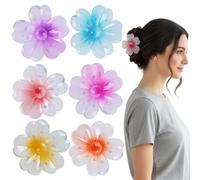 6 Pezzi Mollette Fiori Per Capelli, Antiscivolo Pinze Per Capelli Fiore, Grande Mollettone Fiore Hawaiano Adatto a Capelli Spessi e Sottili, Adatto a Ragazze e Donne
