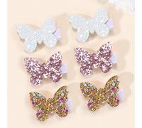 6 pezzi Mollette per capelli a forma di farfalla con glitter dorati per bimbe e bambine, mollette con farfalle luccicanti, fermagli per capelli con molla completamente rivestita, accessori per capelli