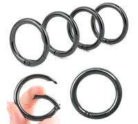 6 Pezzi Moschettoni per Borse,Scatto Molla Rotonda Moschettone Rotondo,Anelli per Portachiavi,Anelli Solidi Con Moschettone per Connettori Clip Girevoli,Portachiavi,Borsetta,Artigianato 40 mm Nero