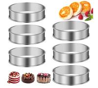 6 Pezzi Muffin Anelli per Torte Doppi in Acciaio, 8.5cm Anelli per Focaccine Rotondo, Anelli da Cucina Antiaderenti, Anelli da Forno Torta Argento, Stampi per Mini Cheesecake, per Mousse Torte Dessert