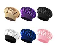 6 Pezzi Night Caps Per Bambini, Semplice Cappuccio Per La Cura Dei Capelli A Colori Solidi, Tappo Elastico Piccolo Rotondo, Tappo Per La Doccia Riutilizzabile, Classico Cappello Di Raso Morbido.