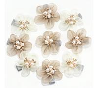 6 pezzi Nuovi fermagli per capelli con fiori in rete multicolore, cristalli e perle, accessori per capelli carini e dolci, accessori di moda per capelli per ragazze PiantePoliestere