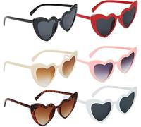 6 Pezzi Occhiali da Sole Cuore, Occhiali a Forma di Cuore da Donna, Occhiali per la Festa della Sposa con Adesivi di Perle per le Vacanze, la Festa, il Matrimonio, Oggetti di Scena per le Foto