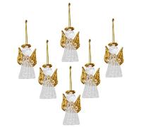 6 pezzi ornamenti di angeli mani in preghiera ornamenti per l'albero di Natale in vetro dorato trasparente mini angelo appeso decorazioni religiose natalizie