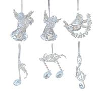 6 Pezzi Ornamenti Natalizi Acrilico Trasparente con Note Musicali Angeli | Elegante Decorazione da Appendere Trasparente, Infrangibile come Regalo per Feste a Casa