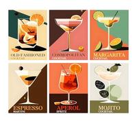 6 Pezzi Paint by Numbers Cocktail,37,5 x 28 cm Dipingere con I Numeri,con Pennelli e Vernici Acrilici,Mini Pittura con I Numeri,6 Pezzi Bicchieri da Vino Paint by Number Adatto per Adulti e Bambini