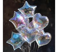 6 pezzi Palloncini a forma di cuore e stella trasparenti e colorati da 18 pollici, adatti per feste di compleanno, anniversari, eventi, decorazione della stanza, decorazione per festa di nascità 6 pez