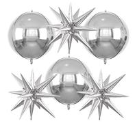 6 Pezzi Palloncini da Discoteca, Palloncini Stelle Esplosive, Palloncino Foil Disco Ball 4D, Palloncino Compleanno Discoteca, per Disco Anni '70 '80 '90, Feste di Compleanno, Carnevale (D)