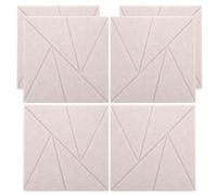 6 Pezzi Pannello Fonoassorbente Beige in Poliestere Autoadesivo | Ufficio e Casa, Riduzione Rumore ad Alta Efficienza, Finitura Estetica, Formato per Parete