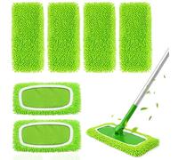 6 Pezzi Panni in Microfibra Compatibili con Swiffer, Cuffie in Microfibra Lavabili e Riutilizzabili, Panni Mop Universali per Lavapavimenti, Asciugatura & Pulizia Pavimenti