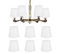 6 Pezzi Paralumi per Lampade, Bianco E14 Clip on Paralume in Tessuto per Lampadina Moderno Paralume Applique da Parete Piccolo Lampadario Paralumi a Pieghe per Candela Lampadario di Cristallo