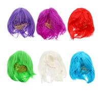 6 Pezzi Parrucca Bob Corta Colorata Set Rete Interna Pet | Uso Quotidiano e Scena Palco, Stile Cosplay e Party, Look Diritto Multicolore