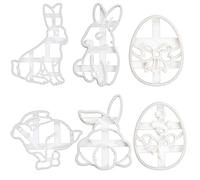 6 Pezzi Pasqua Formine per Biscotti,Formine Biscotti Animali Decorazioni Pasqua Plastica Tagliabiscotti Coppapasta Mini Stampi per Biscotti per Biscotti, Fondente, Torte