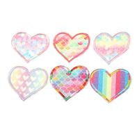 6 Pezzi Patch Termoadesive a Forma di Cuore Arcobaleno, Applique Fai da Te per Rammendo Abbigliamento, Decorazione Vestiti, Jeans, Giacche e Zaini, Ricamo Adesivo DIY