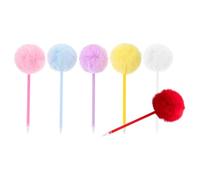 6 Pezzi Penna a Sfera Palla Peluche, e Inchiostro Stabile | Creativa e Portatile, per Studenti e Insegnanti, Adatta a Diari e Attività Manuali