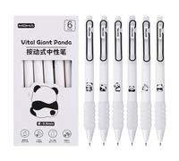 6 Pezzi Penna Roller a Inchiostro Gel Kawaii Panda Penna Gel, Penne Rollerball Gel 0,5 mm a Punta Fine, Inchiostro Nero Penne da Scrittura, Penna a Sfera per Studenti Bambini (Panda)