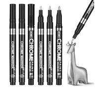 6 Pezzi Pennarelli Cromati per Vernice, 0,7/1/2 mm Penna Argentata Metallizzata, Pennarello Indelebile Marker, Pennarello Acrilico, Pennarello Universale Impermeabile per Plastica, Vetro e Ceramica
