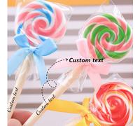 6 pezzi Penne a sfera personalizzate a forma di caramella, supporto per il testo personalizzato, articoli di cancelleria creativi, penna a sfera lecca-lecca, regalo per studenti, penne a sfera carine,