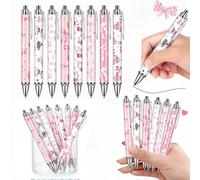 6 pezzi Penne a sfera retrattili con fiocco rosa, penne a sfera retrattili con punta nera, adatte per decorazioni per festa di nascità, articoli per feste di compleanno a tema fiocco rosa, articoli pe