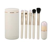 6 Pezzi Pennelli Per Trucco, Set Di Pennelli Sintetici Portatili Con Secchio Per Riporre Gli Oggetti, Coperchio A Specchio, Set Di Pennelli Per Trucco Da Viaggio (Blanco)