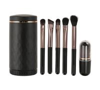 6 Pezzi Pennelli Per Trucco, Set Di Pennelli Sintetici Portatili Con Secchio Per Riporre Gli Oggetti, Coperchio A Specchio, Set Di Pennelli Per Trucco Da Viaggio (Negro)