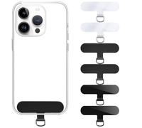 6 pezzi per cellulare universali, supporto per cellulare ultra sottile, resistente, non facile da rompere, adatto a tutte le catene per cellulare, piastrine in TPU, nero e trasparente, nero