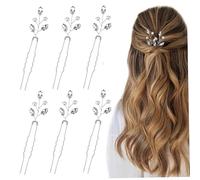 6 pezzi per i da sposa per donne percorsi per capelli da sposa con perle facili da usare a forma di U Accessori nuziali a forma di U per matrimoni, impegni e feste.