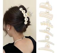 6 Pezzi Perle Mollettone Capelli Donna, Grande Mollettone Capelli, Mollette