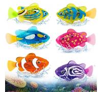 6 pezzi - Pesce elettronico - Robo-pesce giocattolo per gatti che nuota | Pesce robotico per il bagno, pesce elettrico con luci, giocattolo a forma elettrico per piscine
