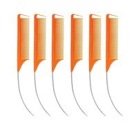 6 pezzi pettine a coda curva e appuntita professionale for lo styling dei capelli color caramella for parrucche, trecce, tinture e colpi di sole(Orange-6PCS)