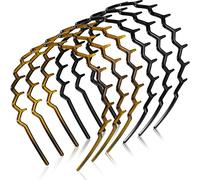 6 pezzi pettine per capelli a zig-zag con denti di squalo, in plastica ondulata e dentata, accessorio per donne e ragazze (nero, marrone)