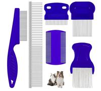 6 Pezzi Pettine per Pidocchi per Gatti Cane, Pettine Anti-Pulci in Acciaio Inossidabile,Pettine Pulci Gatto a Denti Fini, Rimozione Pulci e Macchie Lacrimali
