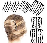 6 pezzi pettini laterali in metallo per capelli, forcina per capelli, fermaglio per capelli a forma di U per chignon, accessori per capelli con acconciatura vintage (nero, 4/7 denti)